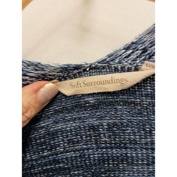 Soft Surroundings Womens Longline Cardigan Small Blue Patchwork Open BOHO - Picture 5 of 10